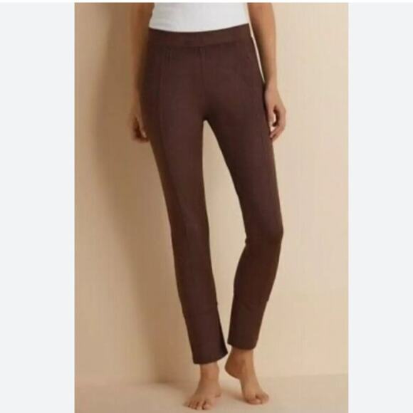 Soft Surroundings Brown Ponte Stretch Ankle Leggings Size PL 3AA44 - Picture 1 of 8